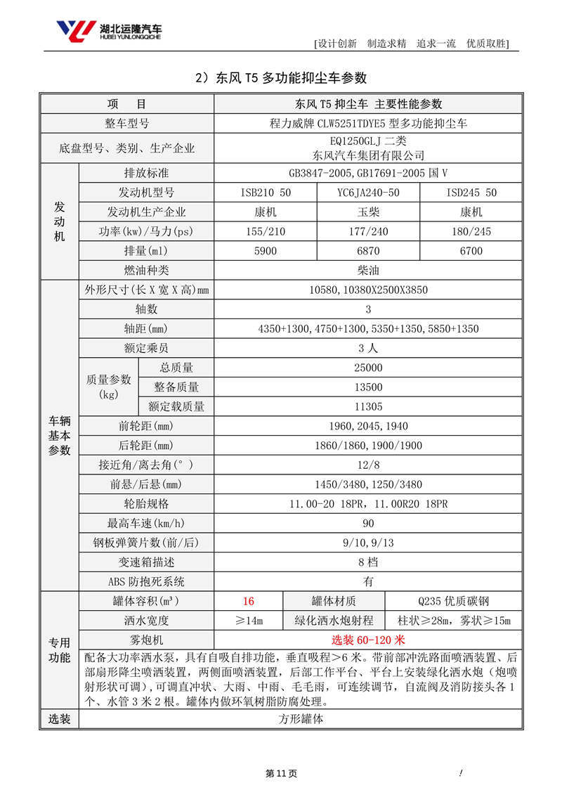 16噸東風T5多功能抑塵車資料（圓罐、60-120米霧炮）(圖5)